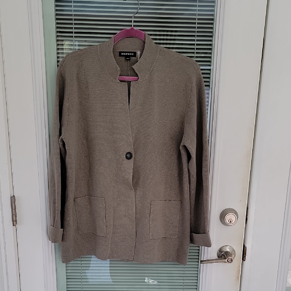 Repeat Women's One Button Cardigan Blazer Cotton Sz L